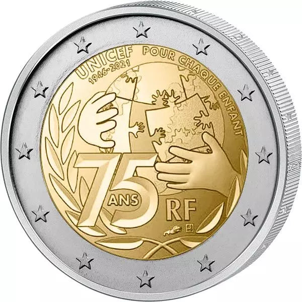 2 euros France 75 ans de l'UNICEF 2021