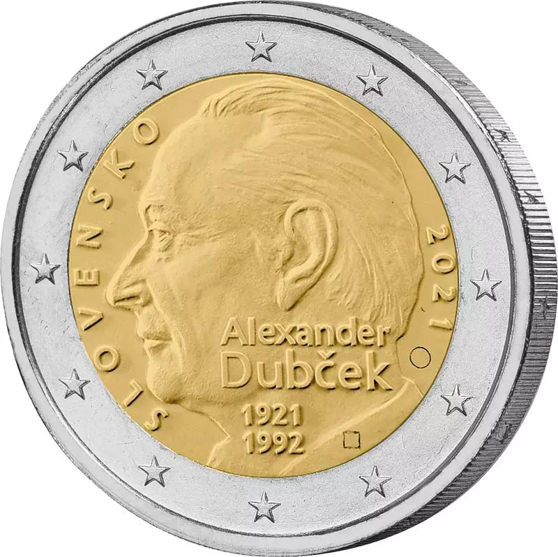 2 euros Slovaquie 100e anniversaire d'Alexander Dubcek 2021