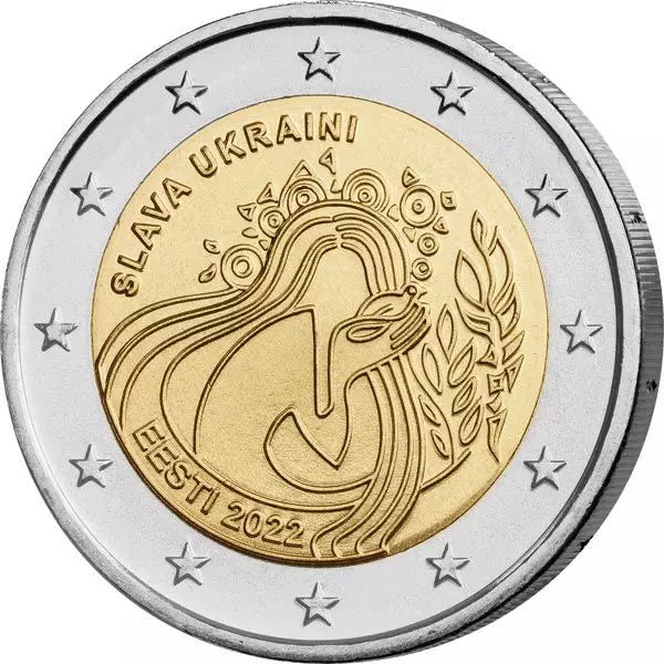 2 euros Estonie Ukraine et Paix - Slava Ukraini 2022