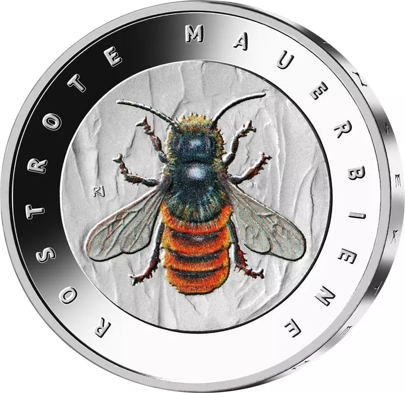 Assiette polie 5 euros BRD Wonderland Insectes - Abeille maçonne rouge 2023