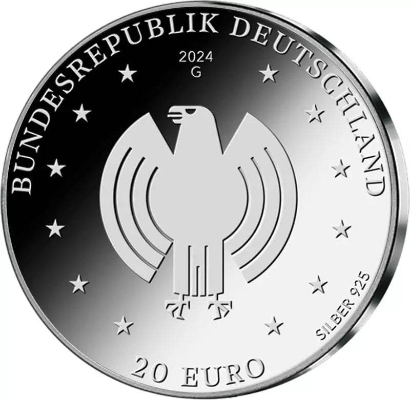 Pièce de 20 euros République fédérale d'Allemagne 75e anniversaire de la Loi fondamentale 2024 Assiette polie