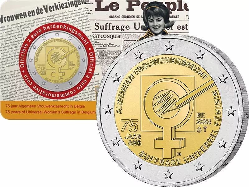 Pièce de 2 euros en Belgique : 75 ans du suffrage féminin (2023)