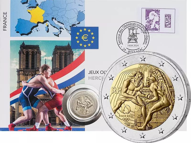 Enveloppe numismatique de 2 euros, France Jeux olympiques d'été de 2024