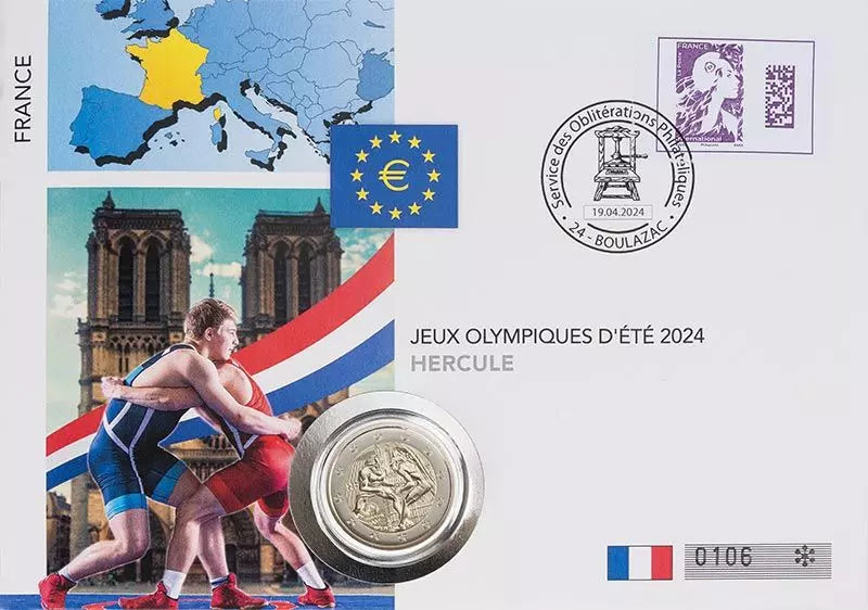 Enveloppe numismatique de 2 euros, France Jeux olympiques d'été de 2024