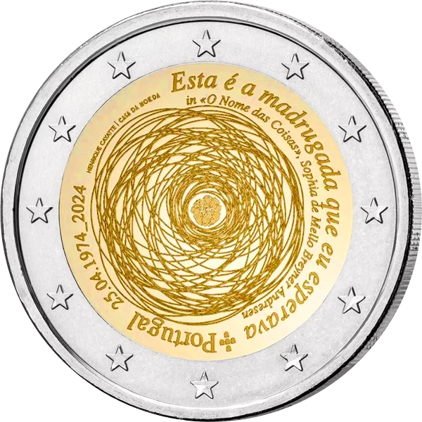 2 euros Portugal 50e anniversaire de la révolution du 25 avril 1974 2024
