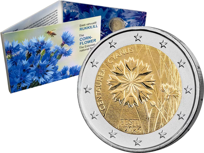 2 euros Fleur nationale d'Estonie Bleuet 2024 sous blister officiel