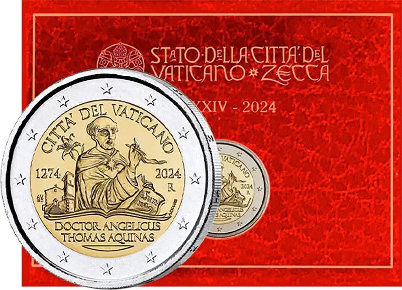 2 euros Vatican 750e anniversaire de la mort de saint Thomas d'Aquin 2024