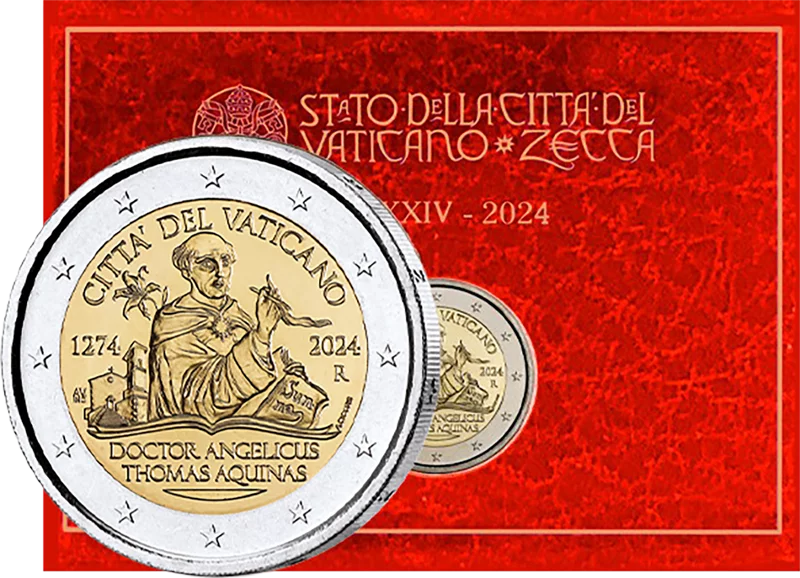 2 euros Vatican 750e anniversaire de la mort de saint Thomas d'Aquin 2024