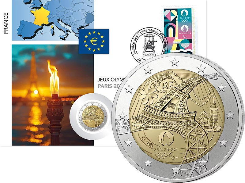 Lettre numismatique de 2 euros, France Jeux Olympiques et Paralympiques 2024