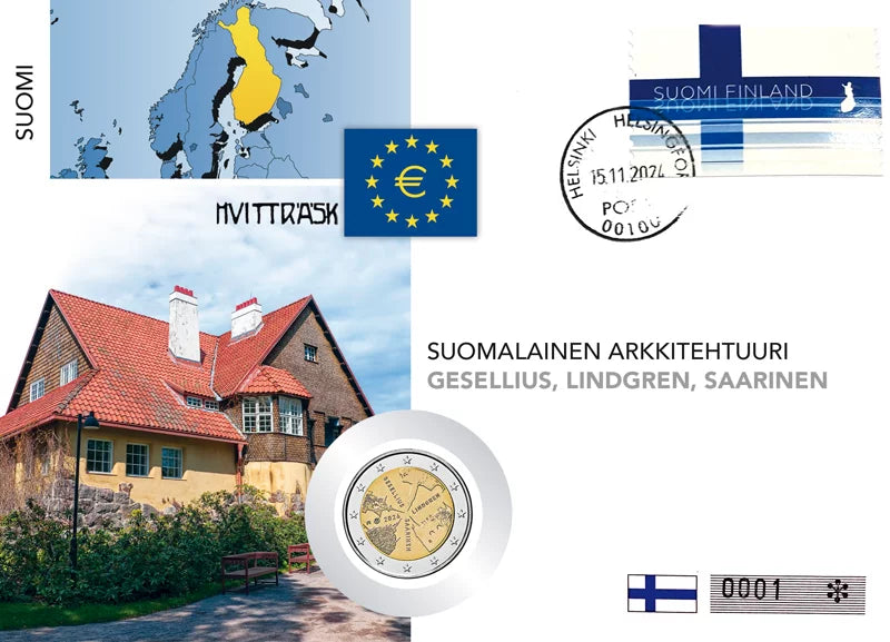Lettre numismatique de 2 euros Finlande Architecture finlandaise 2024