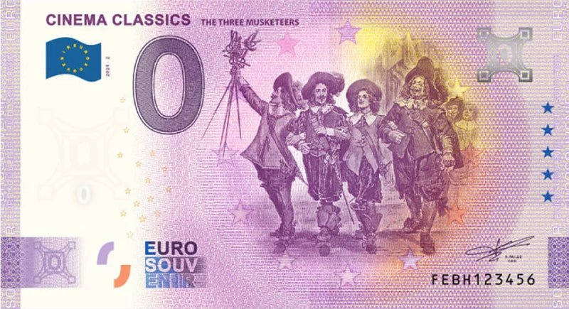 Billet de 0 euro - Classiques du cinéma maltais - Les Trois Mousquetaires (2024)