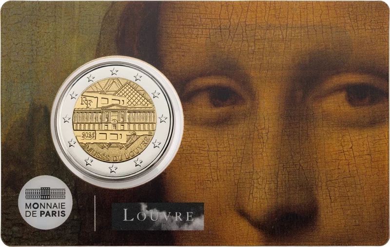 Pièce de 2 euros, France, Musée du Louvre 2025, carte Mona Lisa