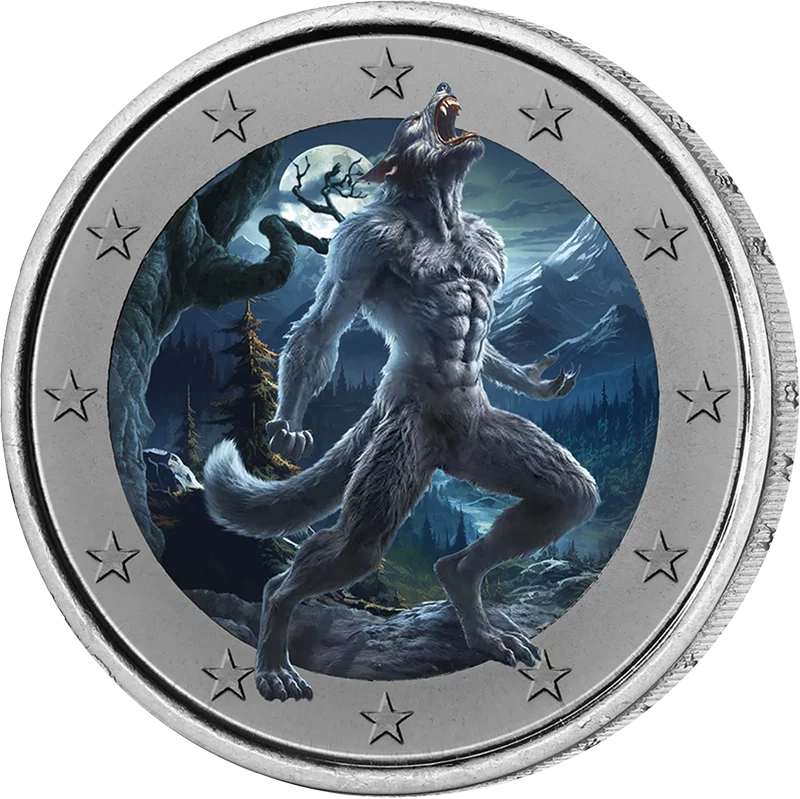 Édition Artiste 2 euros Loup-garou fantastique phosphorescent