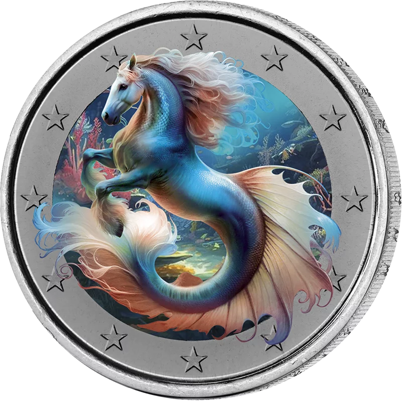 Hippocampe fantastique édition artiste 2 euros phosphorescent
