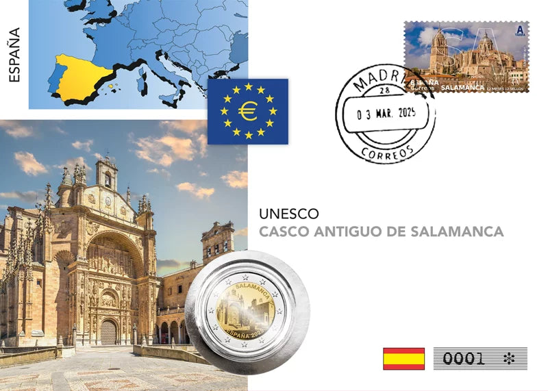 Lettre numismatique de 2 euros Espagne UNESCO Vieille ville de Salamanque 2025