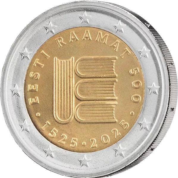 2 euros Estonie 500 ans d'imprimerie (2025) sous blister