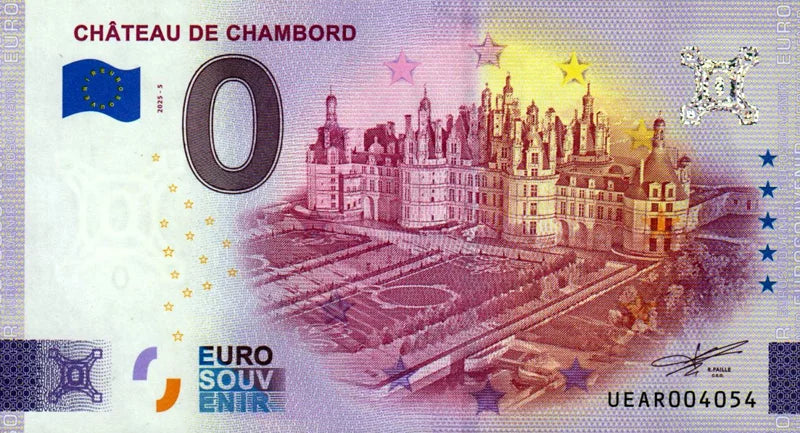 Billet de 0 euro France Château de Chambord 2025