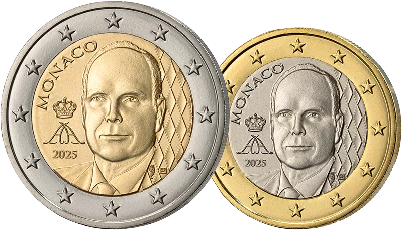 1 + 2 Euro Monaco Prince Albert II. 2025