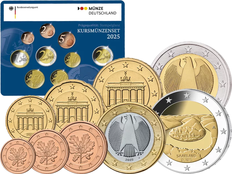 Coffret de pièces en euros Allemagne 2025 comprenant une pièce de 2 euros Sarre Saarschleife 2025 Belle Épreuve