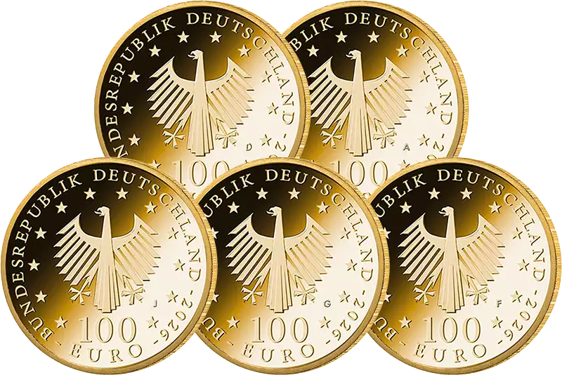 5 x 100 euros République fédérale d'Allemagne Le hêtre du Juif - Droste-Hülshoff 2026 État neuf (A-J)