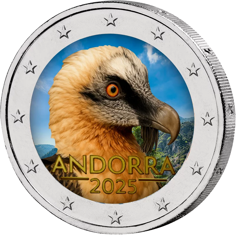 2 euros Andorre Gypaète barbu 2025 avec application de couleur