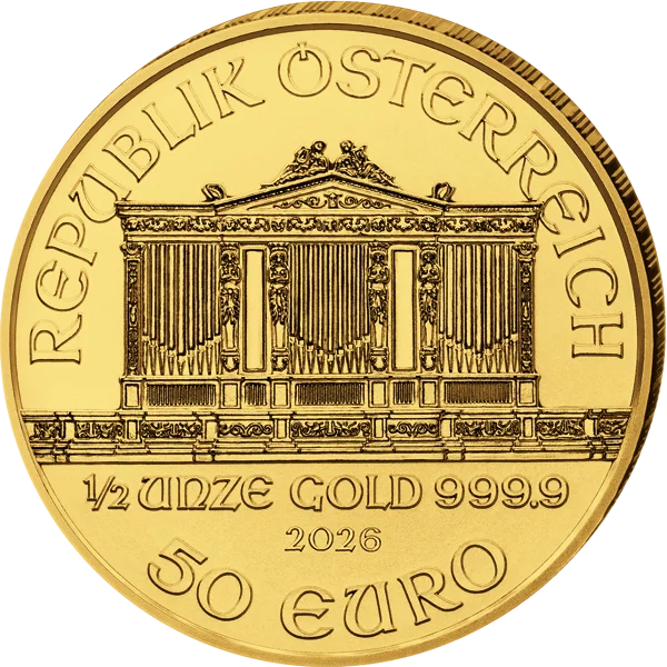 Pièce d'or de 1/2 once Autriche Philharmonique de Vienne 2026