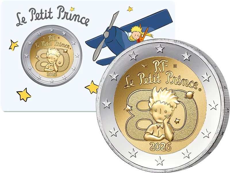 Carte de 2 euros France 80 ans du Petit Prince - Avion 2026