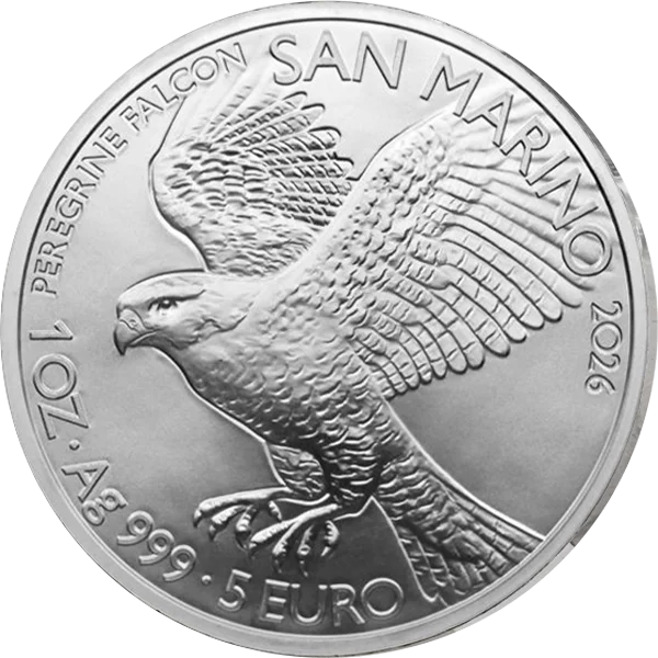 Pièce de 1 oz en argent de Saint-Marin, Faucon pèlerin 2026