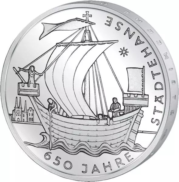 Pièce de 10 euros, République fédérale d'Allemagne, 650e anniversaire de la Ligue hanséatique, 2006, état neuf