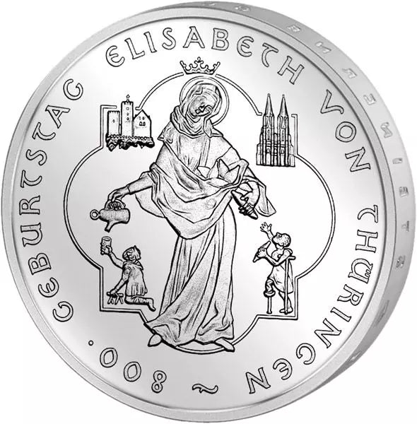 Pièce de 10 euros, République fédérale d'Allemagne, 800e anniversaire de la naissance d'Élisabeth de Thuringe, 2007, état neuf