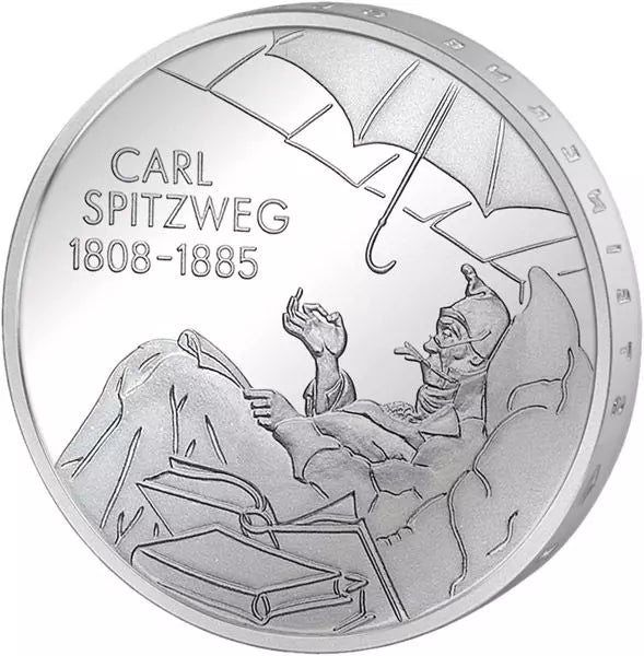 Pièce de 10 euros, République fédérale d'Allemagne, 2000e anniversaire de Carl Spitzweg, état neuf.