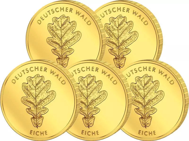 5x 20 Euro BRD Chêne des forêts allemandes 2010 excellent (A-J)
