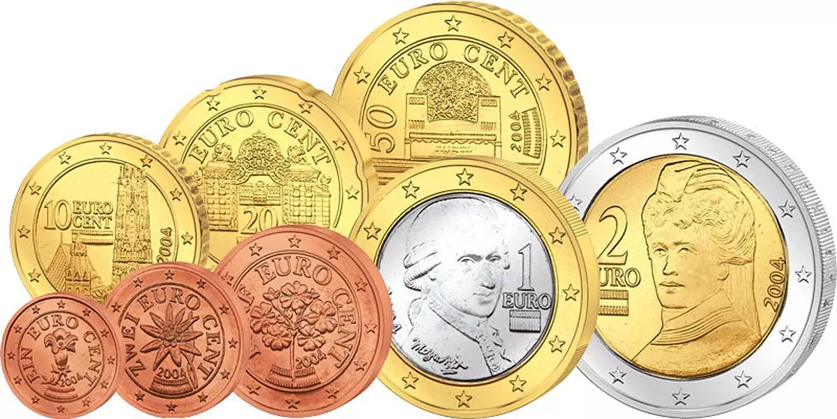 Ensemble de pièces de monnaie autrichiennes en euros