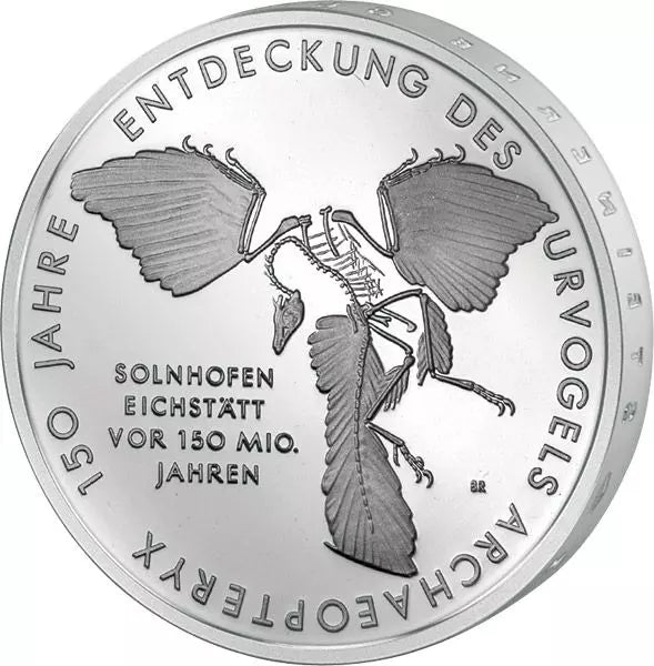 Pièce de 10 euros, Allemagne, 150e anniversaire de la découverte de l'oiseau primitif Archaeopteryx, 2011, état neuf
