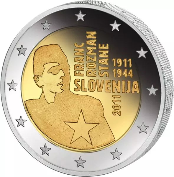 Preuve de 2 euros slovène pour le 100e anniversaire de Franc Rozman (2011)
