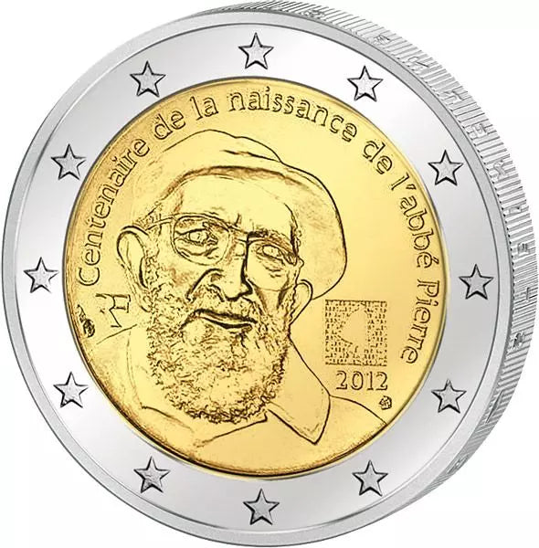2 euros France 100e anniversaire de l'abbé Pierre 2012