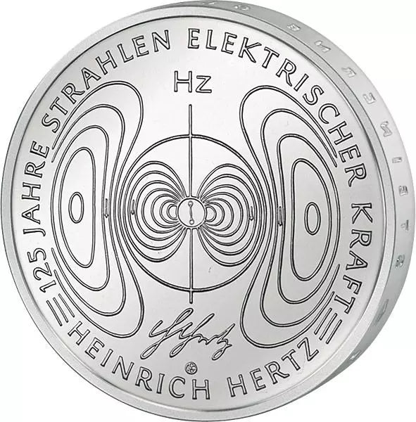 Pièce de 10 euros République fédérale d'Allemagne Heinrich Hertz 125 ans de rayonnement de l'énergie électrique 2013 Plaque polie