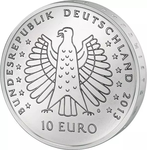 Pièce de 10 euros République fédérale d'Allemagne Heinrich Hertz 125 ans de rayonnement de l'énergie électrique 2013 Plaque polie