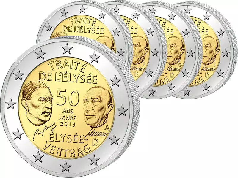 5x2 euros RFA 50 ans du traité de l'Élysée 2013 état neuf (A - J)