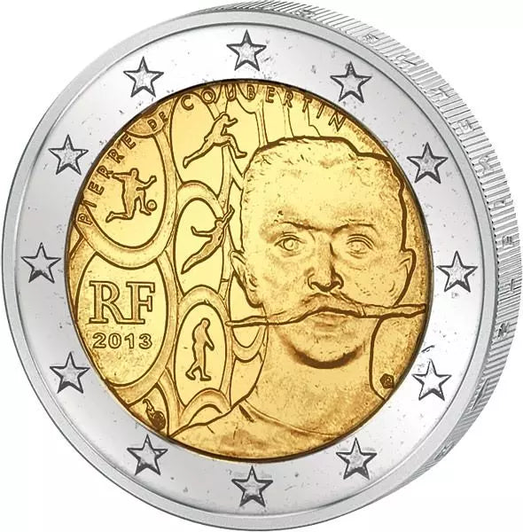 2 euros France 150e anniversaire de Pierre de Coubertin 2013