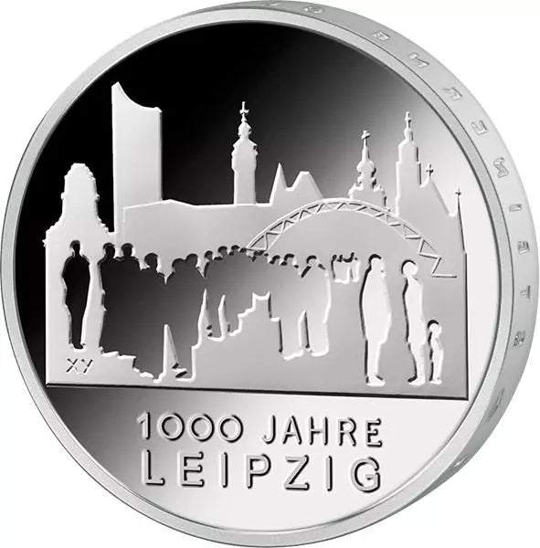 Pièce commémorative de 10 euros, République fédérale d'Allemagne, 1000 ans de Leipzig, 2015, qualité Fleur de Coin