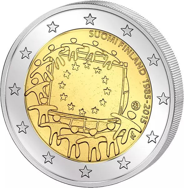 Pièce de 2 euros d'Estonie, commémorant les 30 ans du drapeau européen (émission conjointe de tous les pays, 2015), en parfait état.