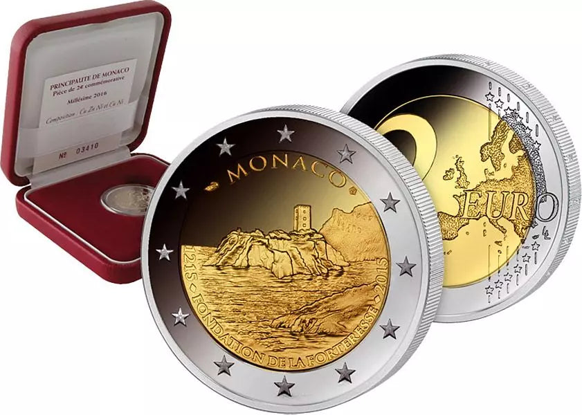 2 euros Monaco 800e anniversaire de la construction du premier château sur le Rocher de Monaco 2015