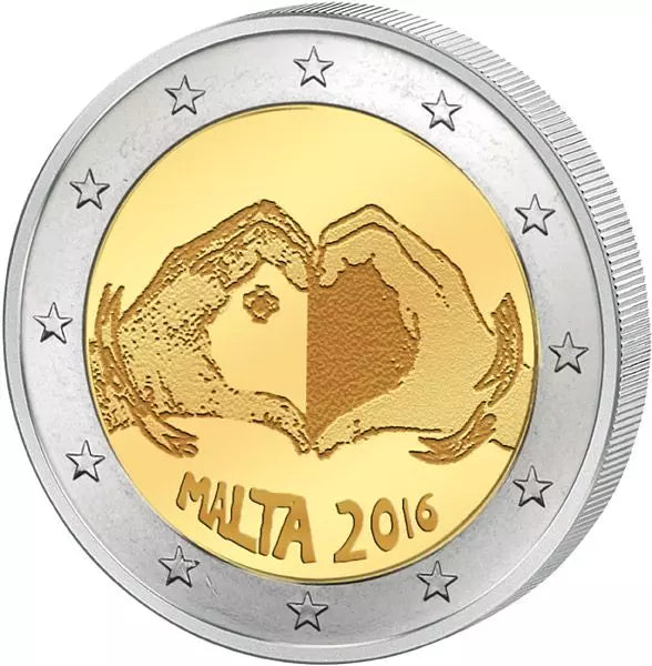 2 euros Malte. De la part d'enfants, avec solidarité et amour. 2016