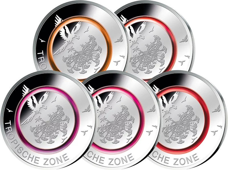 5 x 5 euros République fédérale d'Allemagne Zone tropicale Série Monnaie 2017 Épreuve (A - J)
