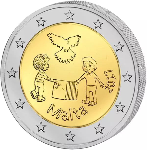 2 euros Malte De la part d'enfants solidaires Paix 2017