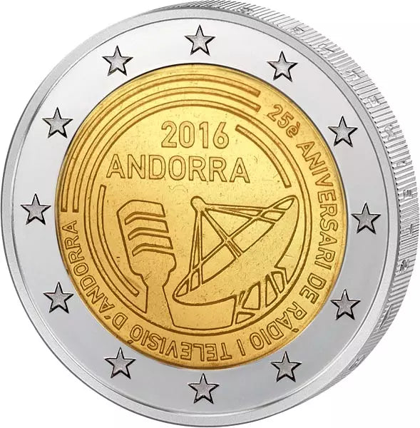2 euros Andorre 25 ans de radiodiffusion publique en Andorre 2016