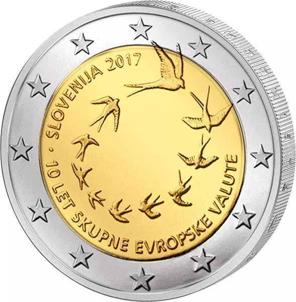 2 Euro Slovénie 10e anniversaire de l'introduction de l'Euro 2017 en Slovénie