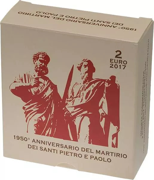 Pièce de 2 euros Vatican Premier Jour Édition 1950e anniversaire du martyre des saints Pierre et Paul 2017
