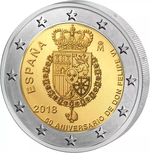 2 euros Espagne 50e anniversaire du roi Felipe VI 2018